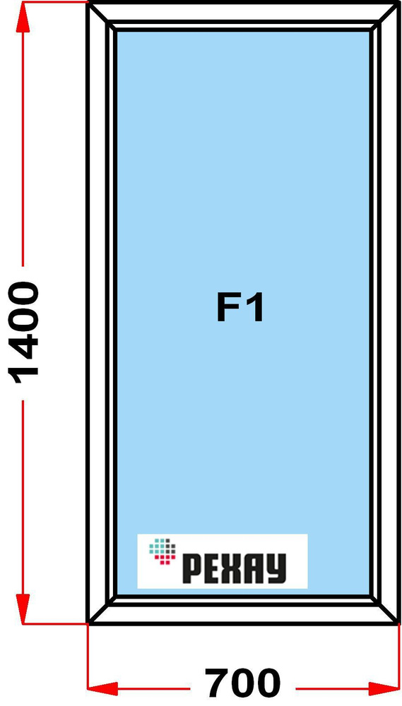 Окно пластиковое, профиль РЕХАУ BLITZ (1400 x 700), не открывающееся, стеклопакет из 2х стекол  #1