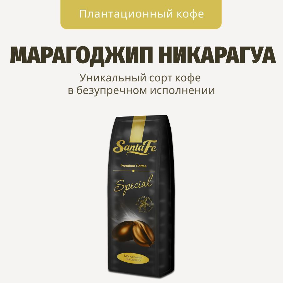 Кофе в зернах 1 кг Santa Fe "Марагоджип Никарагуа" кофе зерновой 1 кг арабика 100%  #1