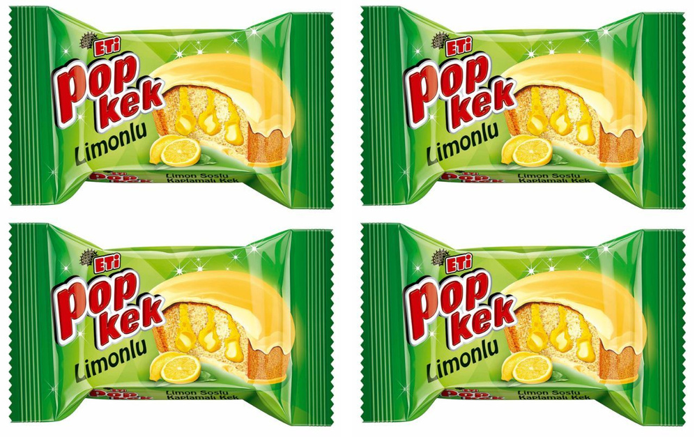 Кекс Eti Popkek с лимонной начинкой, 4 уп по 60 г #1