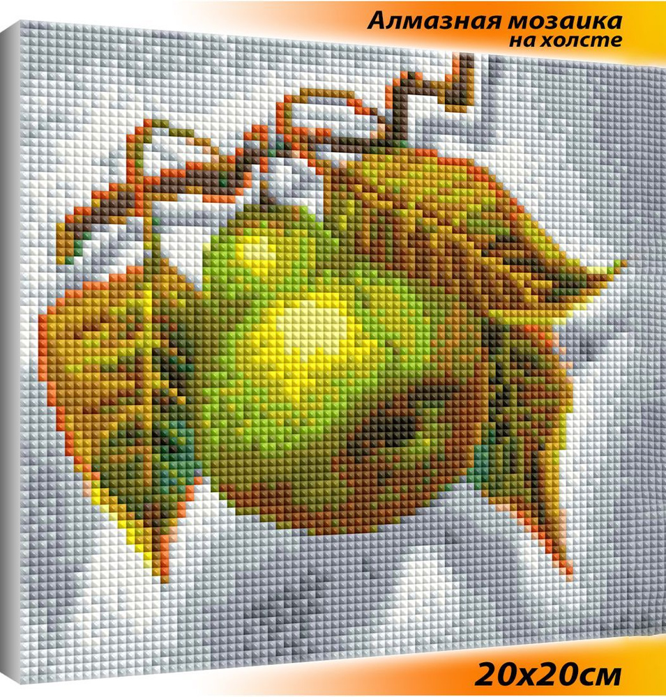 Алмазная мозаика на подрамнике 20х20 полная выкладка / фрукты / Груша  #1