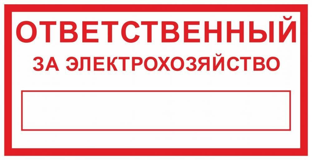 Табличка "Ответственный за электрохозяйство" А3 (40х30см) #1