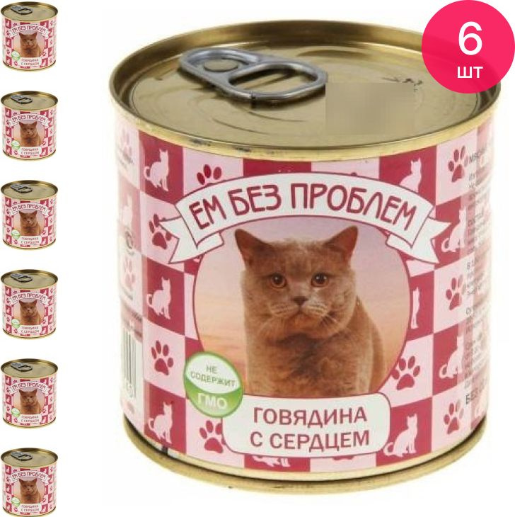 Влажный корм для кошек Ем без проблем говядина с сердцем 250г (комплект из 6 шт)  #1