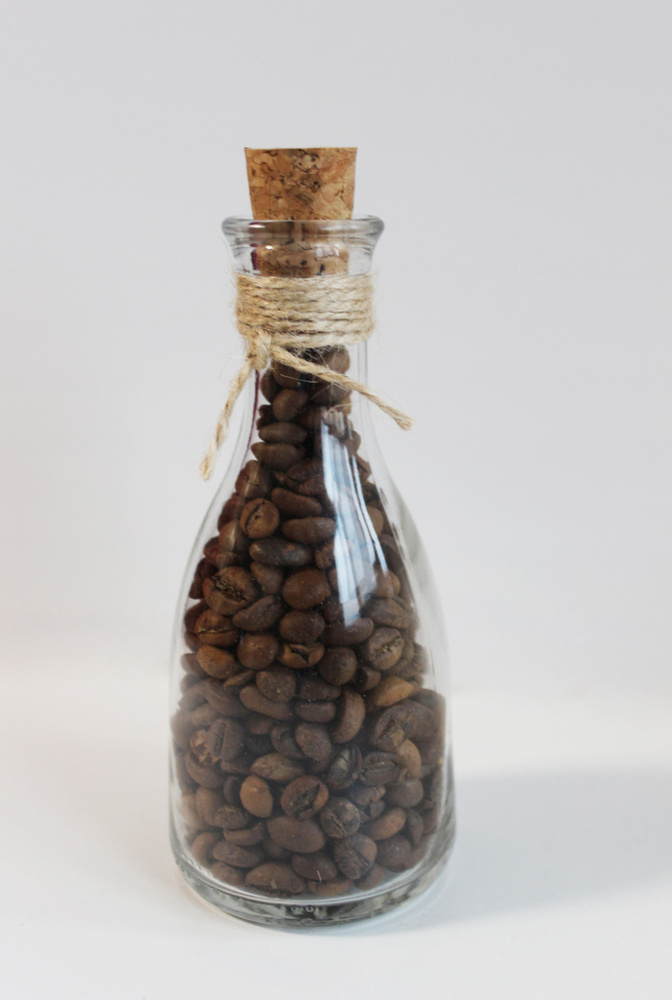 Ваза, декоративная бутылочка с зернами кофе, высота 16,5 см  #1