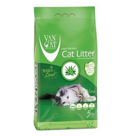 Van Cat Aloe Vera / Комкующийся наполнитель Ван Кэт для кошачьих туалетов Без пыли с ароматом Алоэ вера, #1