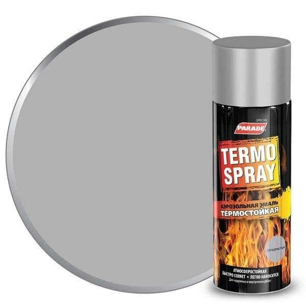 Parade Аэрозольная краска TERMO SPRAY Серебристый Гладкая, до 650°, Акриловая, Матовое покрытие, 0.4 #1