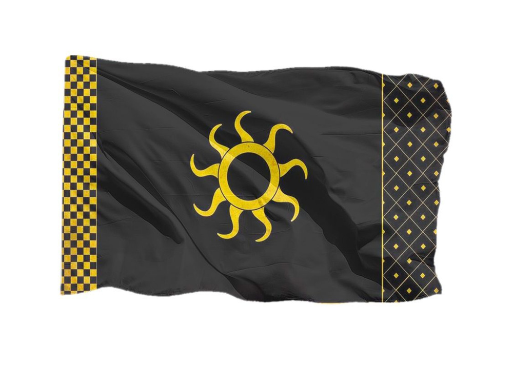 Флаг Империя Нильфгаард Ведьмак черное солнце на шёлке, 70х105 см для ручного древка  #1
