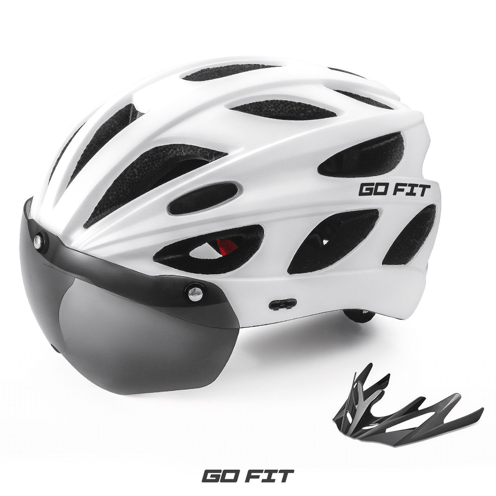 Шлем велосипедный GO FIT Bike Helmet, защитный спортивный, солнцезащитный визор, козырек в комплекте, #1