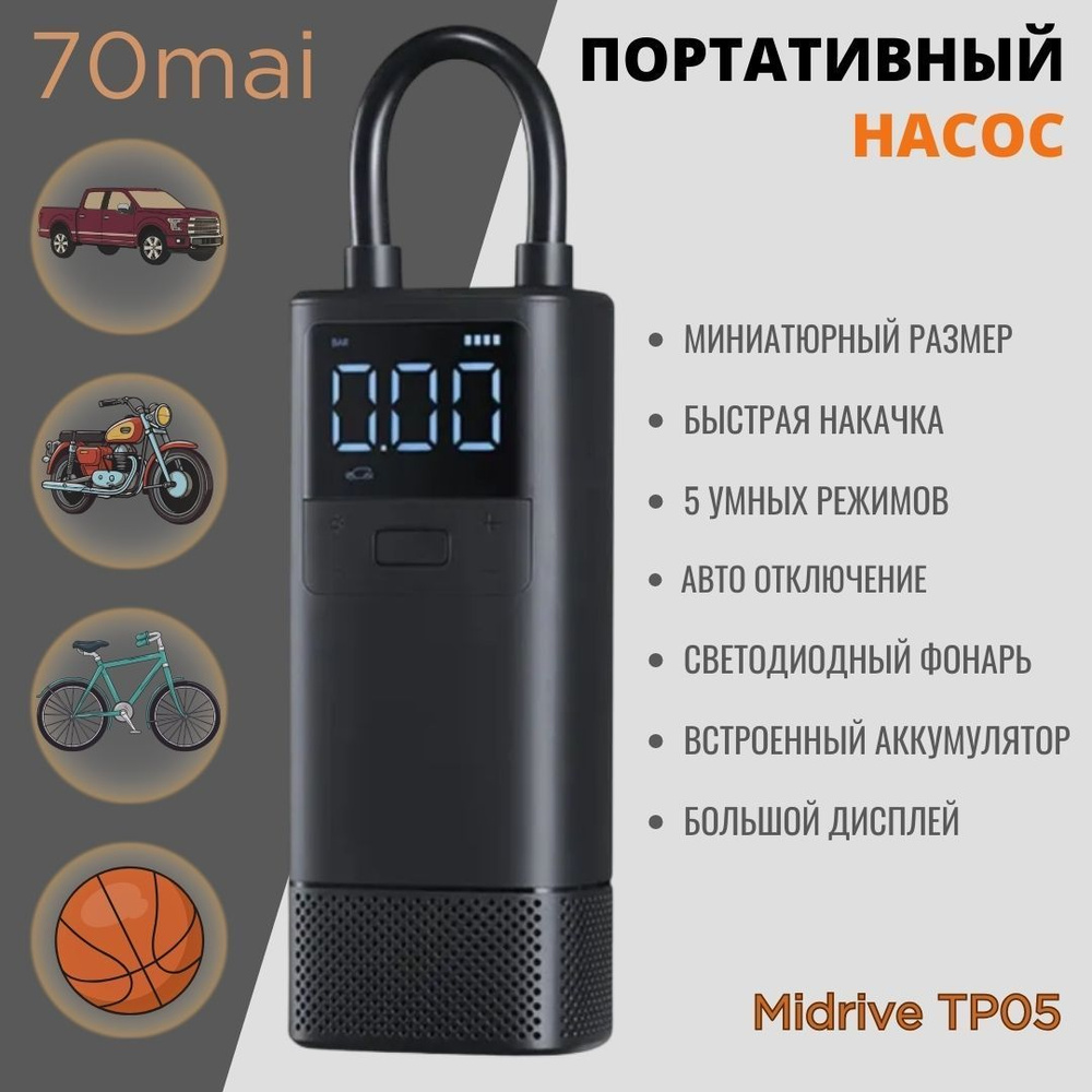 Автомобильный компрессор 70mai Air Compressor Wireless Midrive TP05 ...
