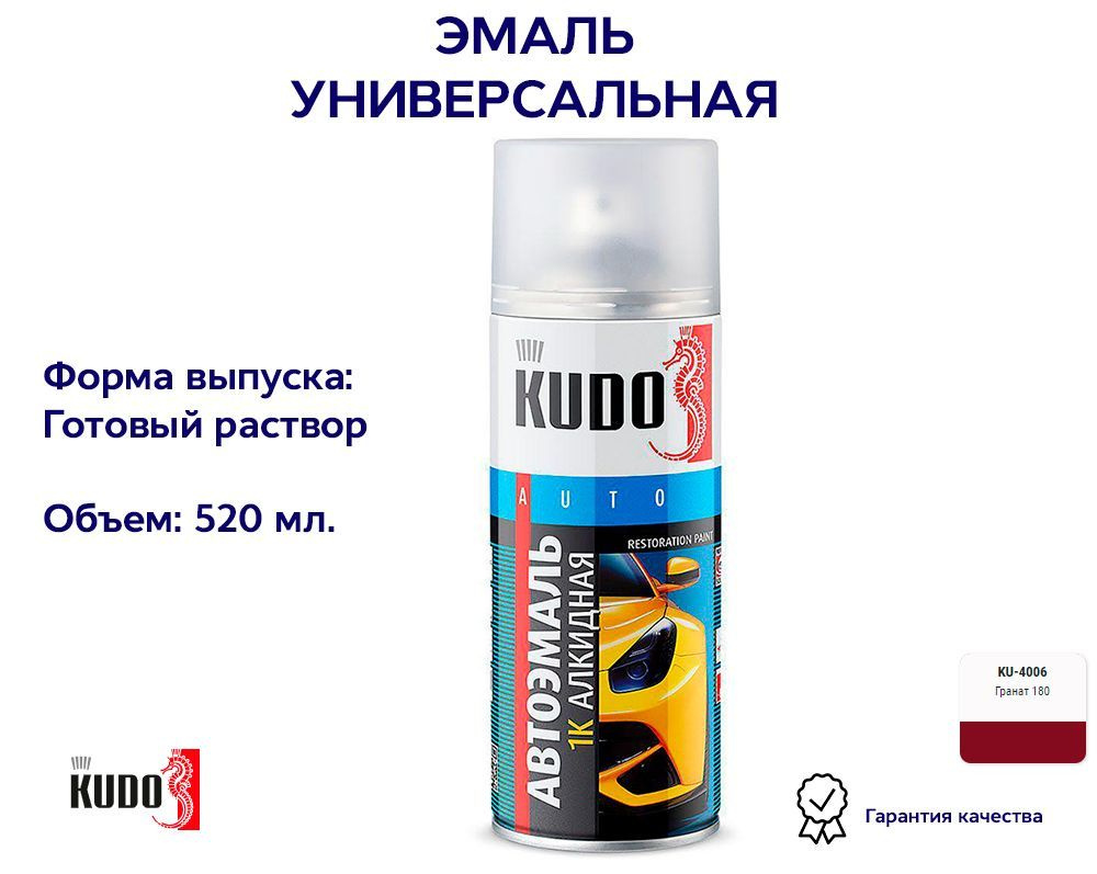 Краска-спрей 1К алкидная гранат KUDO KU4006, 520 мл #1