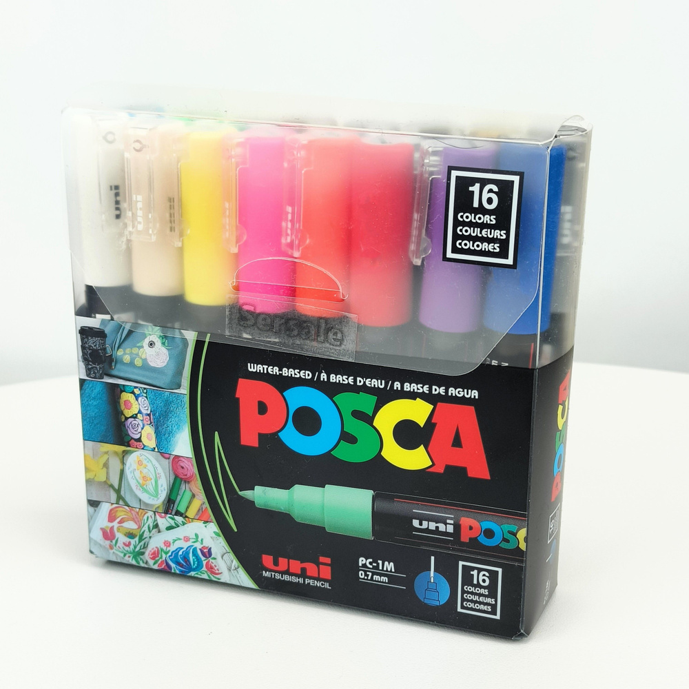 Маркеры UNI Posca PC-1M набор из 16 стандартных цветов толщина 0.7мм (PC1M16C)  #1