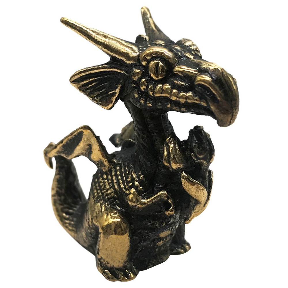 Статуэтка Дракон 4 см с цветами бронза #1