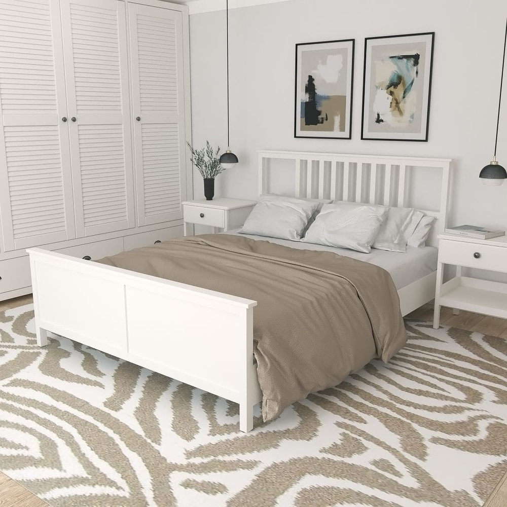 Кровать двуспальная ЛАГОМ, 160х200 см, белая #1