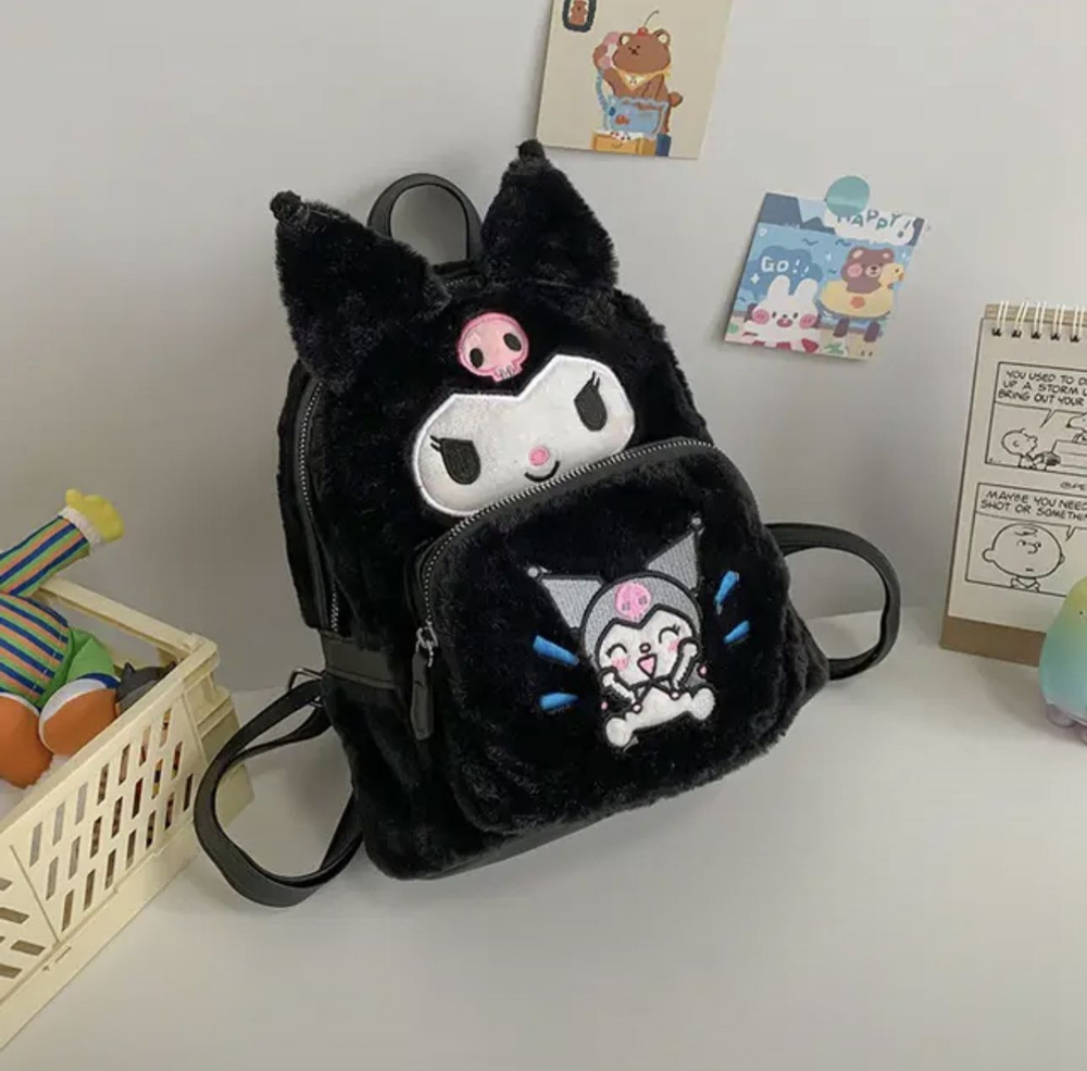 Детский меховой рюкзак Куроми для прогулок, подарок для девочек  #1