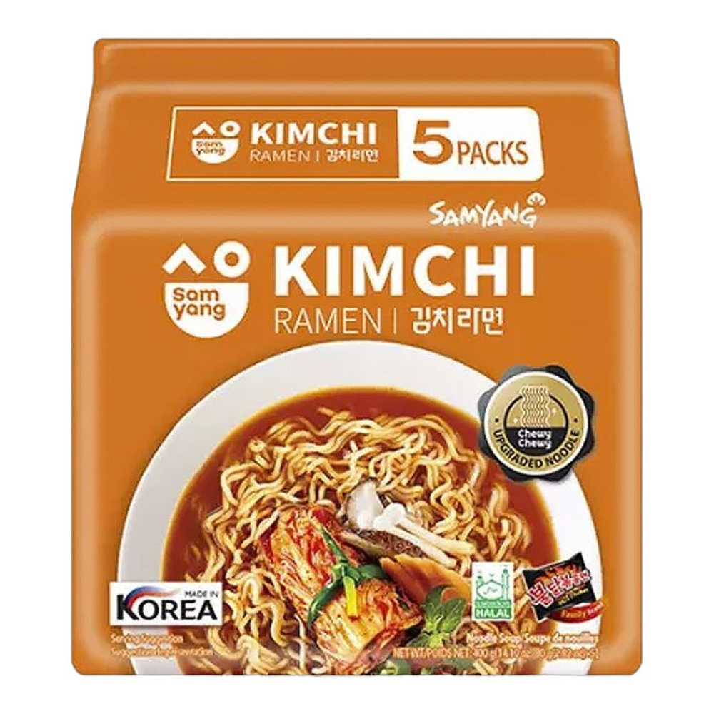 Лапша быстрого приготовления Kimchi Ramen со вкусом кимчи Samyang, пачка 80 г х 5 шт  #1