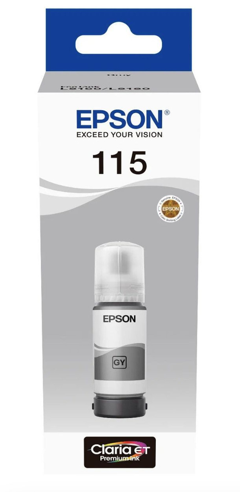 Оригинальные чернила EPSON 115 (C13T07D54A), цвет серый (Grey), 70 мл для L8160, L8180  #1