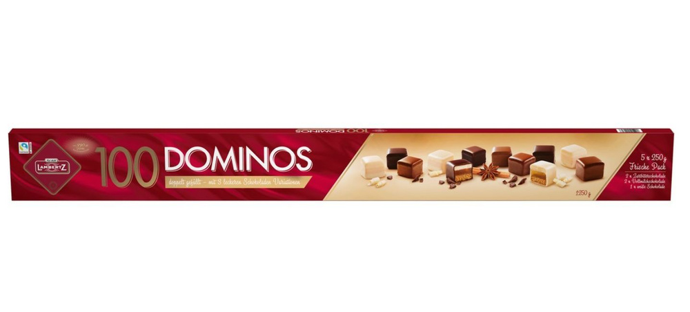 Новогодний подарок. Набор пряников Lambertz 100 Dominos ассорти молочный, темный и белый шоколад, 1.25кг #1