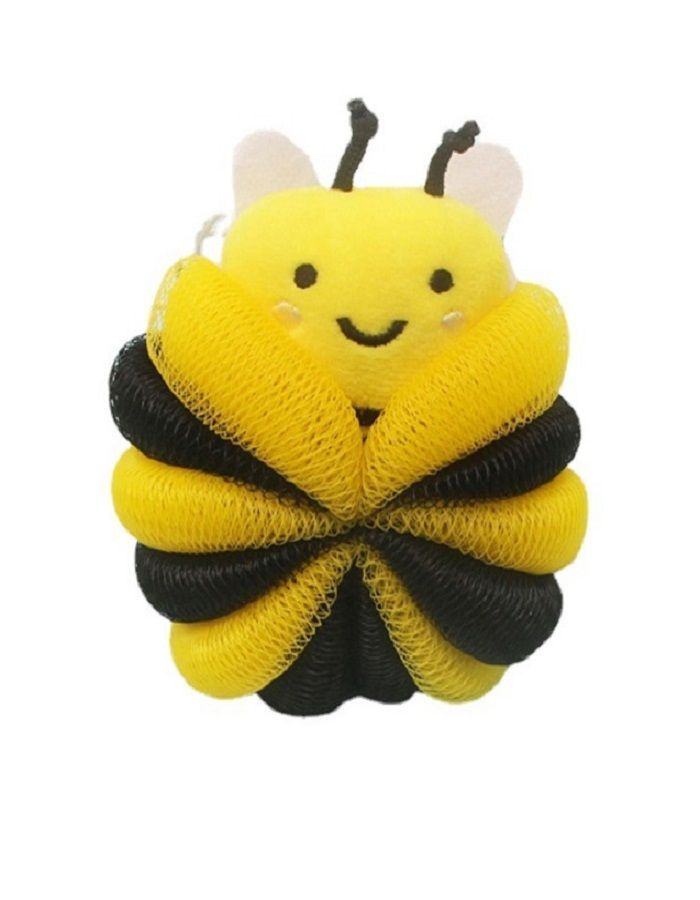 Мочалка "Пчёлка Жужуля", с белыми крылышками, губка для тела , игрушка детская, для ванны, душа  #1