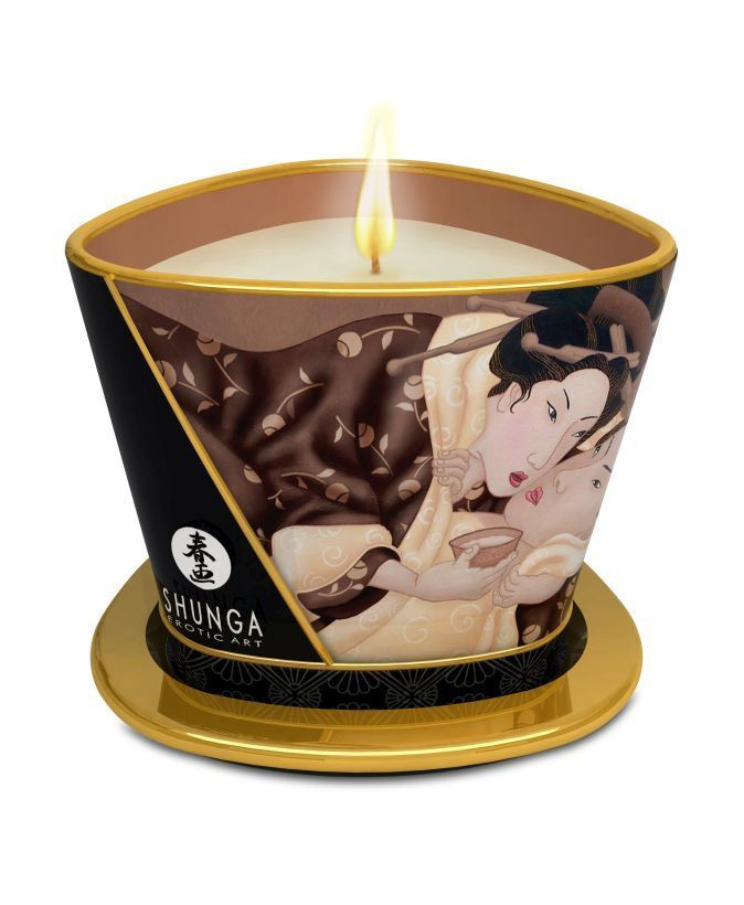 Shunga Массажное арома масло в виде свечи, excitation Chocolate "Шоколад" 170 мл  #1