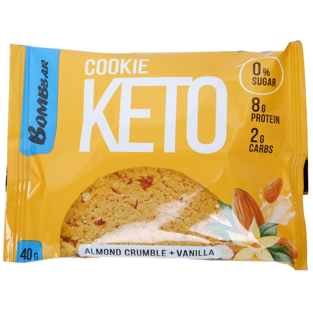 Протеиновый батончик Bombbar Кето печенье COOKIE KETO 40 г, Со вкусом миндального крамбла с ванилью  #1