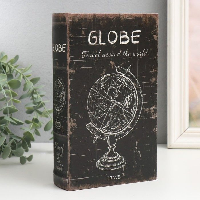 Сейф-книга дерево кожзам "Глобус. Путешествие по миру" 21х13х5 см  #1