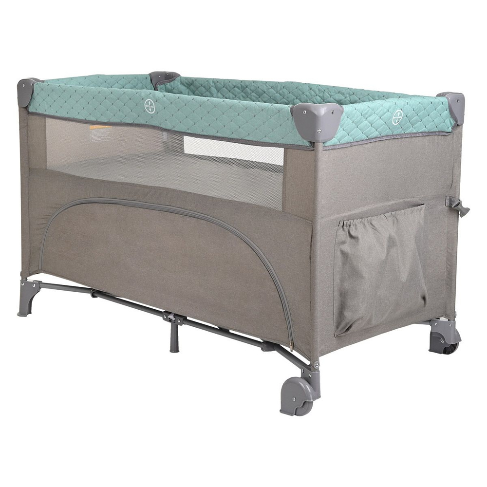 Манеж детский двухуровневый / манеж-кровать приставная Pituso Valencia 120x60 Mint grey/Мятно-серый  #1