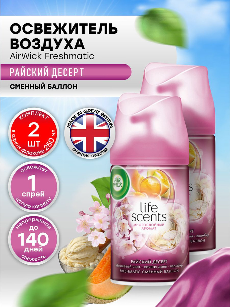 AIRWICK Life Scents Сменный баллон Многослойный Аромат Райский десерт 250 мл. х 2 шт.  #1