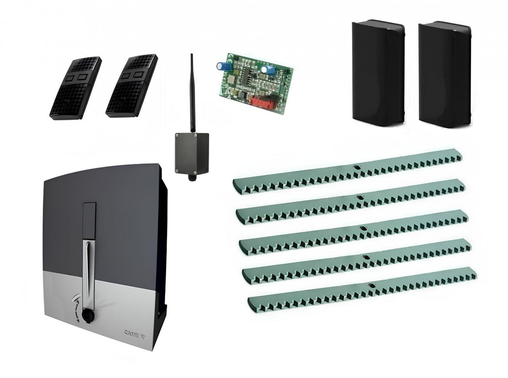 Автоматика для откатных ворот CAME BXL04AGS KIT5-FA-BT, комплект: привод, радиоприемник, 2 пульта, фотоэлементы, #1