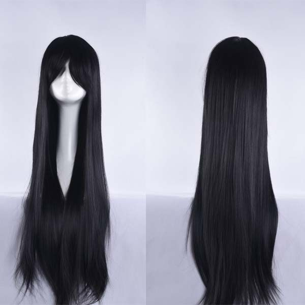 Длинный прямой черный синтетический парик для женщин черный  #1