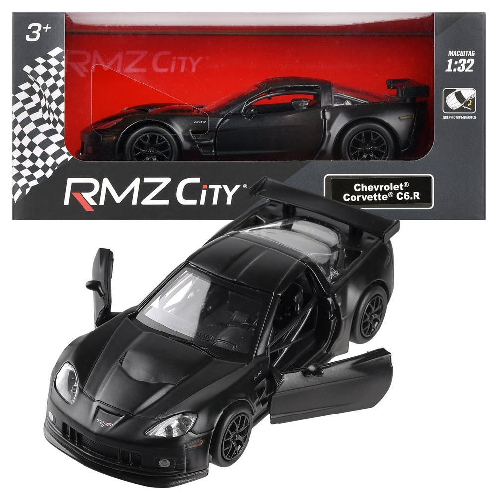 Машинка металлическая Uni-Fortune RMZ City 1:32 Chevrolet Corvette C6.R,инерционная, серый матовый цвет #1