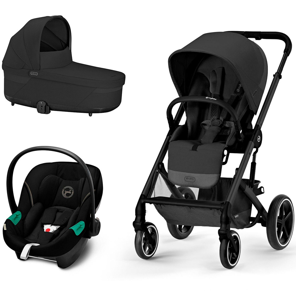 Коляска 3 в 1 Cybex Balios S LUX BLK Moon Black с дождевиком, черный #1