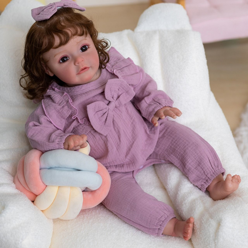 Кукла реборн мягкая 60 см Аришка, подарок для девочки #1
