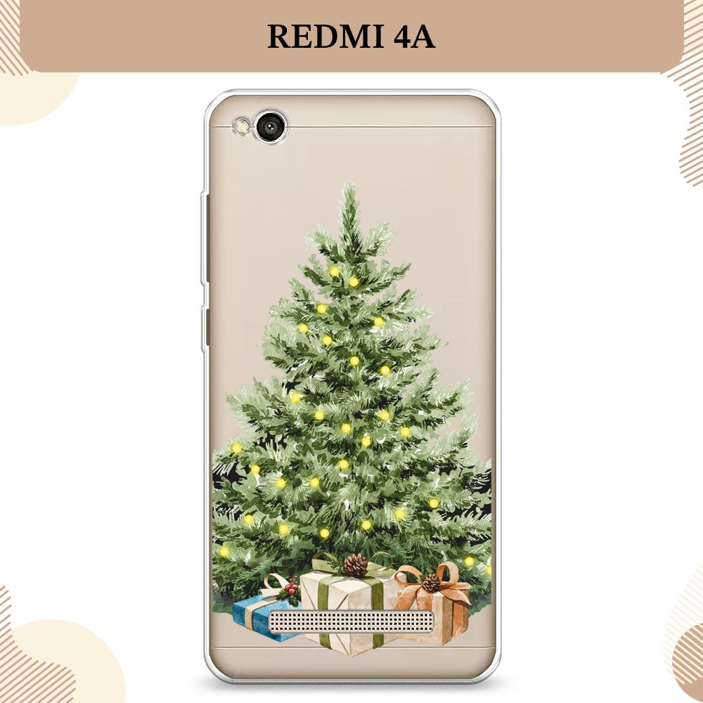 Силиконовый чехол на Xiaomi Redmi 4A / Сяоми Редми 4A Новогодняя ёлка с подарками, прозрачный  #1