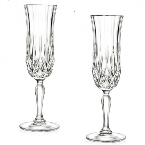 Набор бокалов, фужеров флюте RCR "Style Opera" 2 шт., 130 мл. Хрустальное стекло, для шампанского, коктейлей, #1