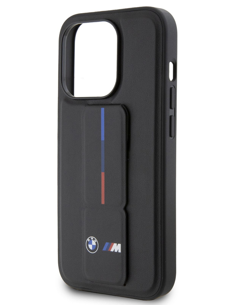 Чехол BMW PU GripStand на iPhone 15 Pro Max / для Айфон 15 Про Макс из экокожи, с защитой камеры, с функцией #1