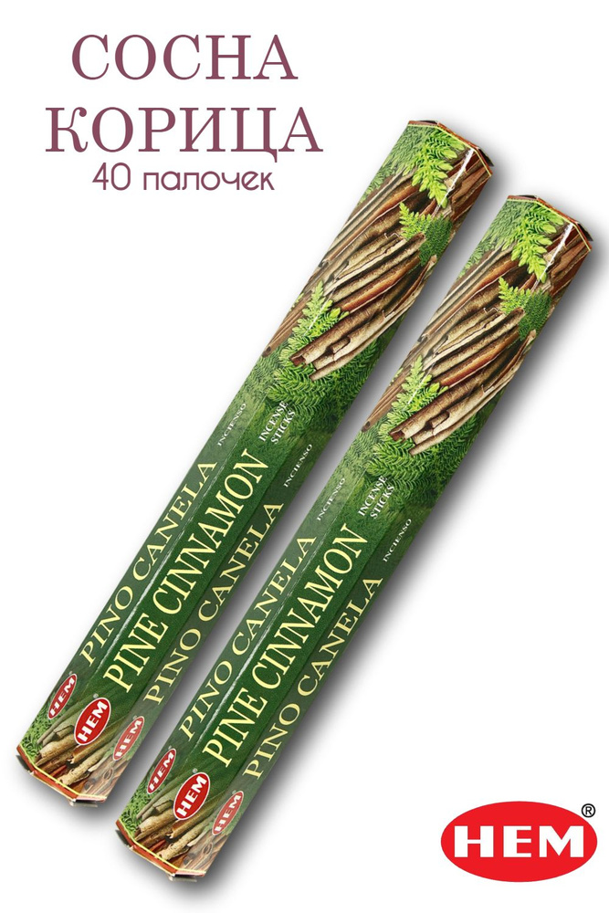 HEM Сосна Корица - 2 упаковки по 20 шт - ароматические благовония, палочки, Pine Cinnamon - Hexa ХЕМ #1