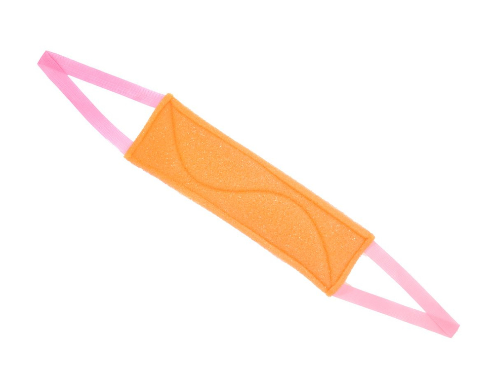 Мочалка "8 марта" (розовый-оранж) для чувствительной и сухой кожи / Губка банная комбинированная: жестко-мягкая #1