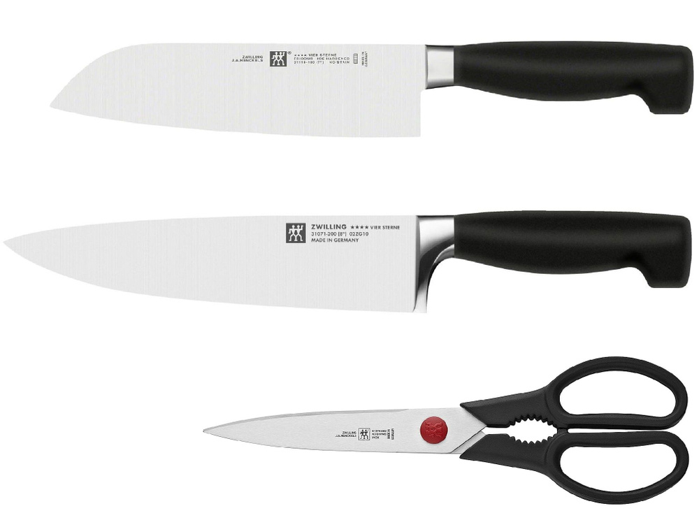Набор кухонных ножей Zwilling Four Star 31118-180 / 31071-200, 2 ножа + ножницы 41374, Германия  #1