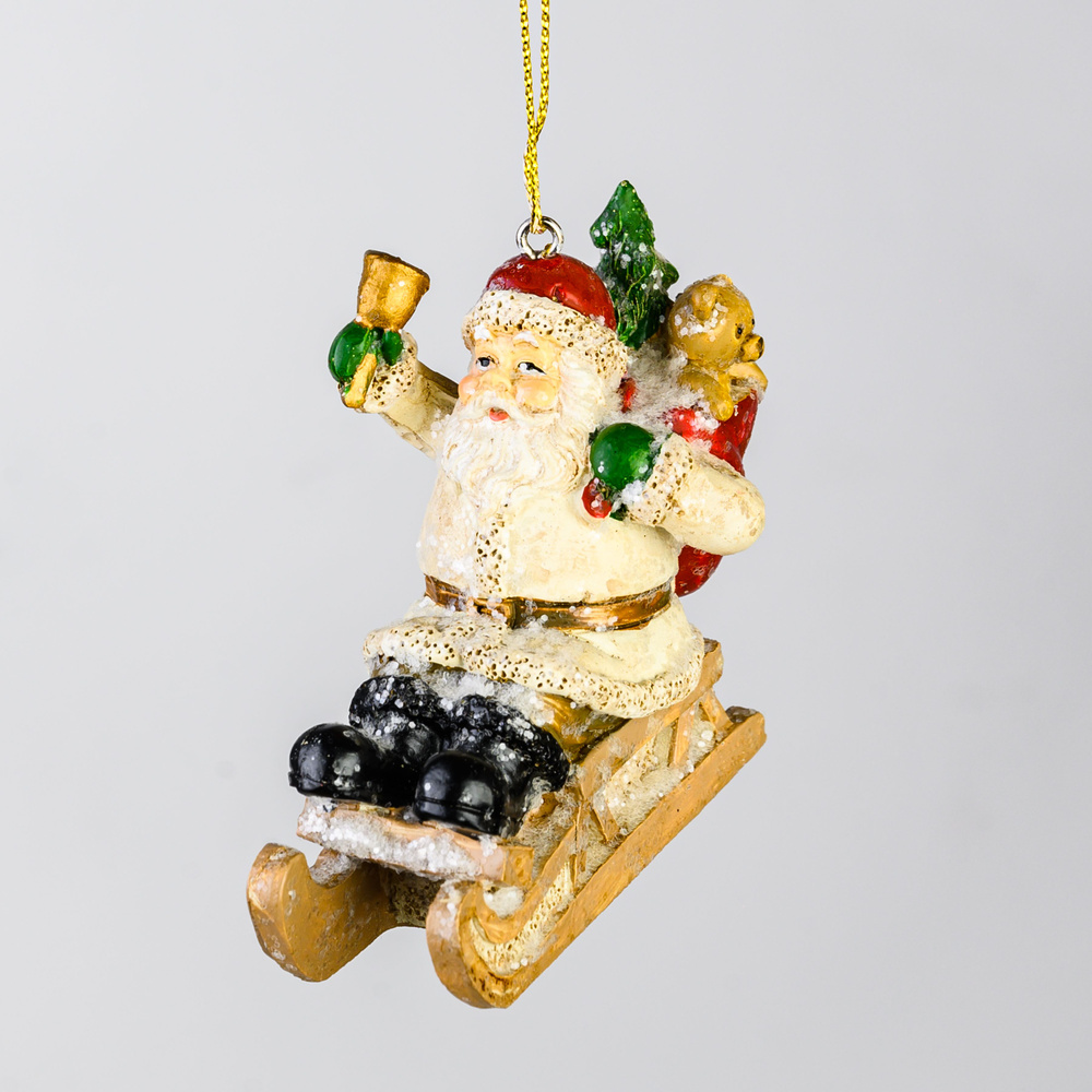 Эшли Елочная игрушка "Дед Мороз на санках" Эшли, 10 см Дед мороз, Санта Клаус 1 шт.  #1