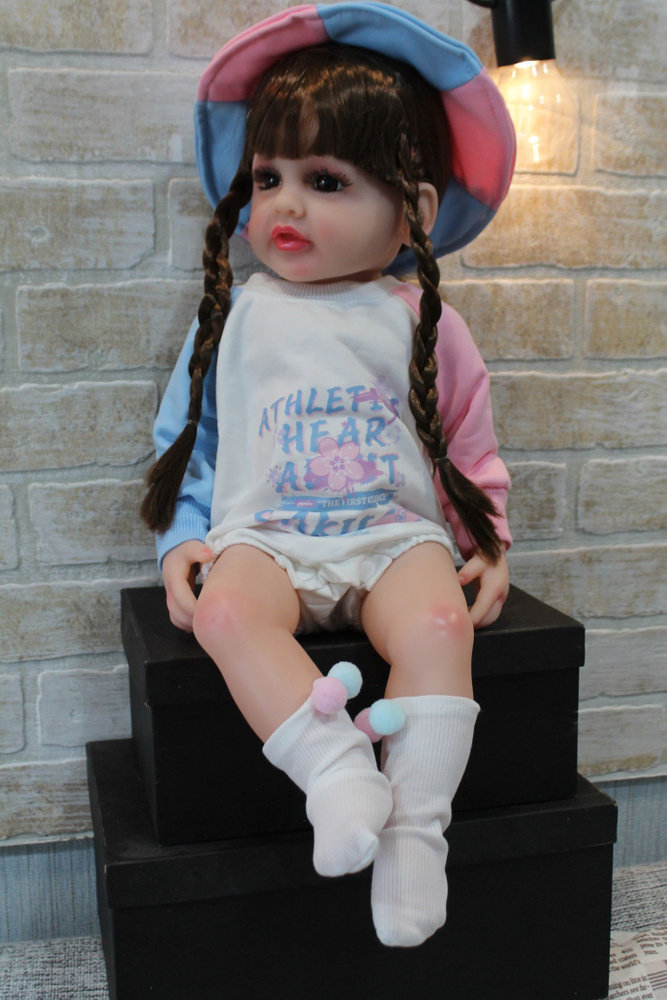 Кукла реборн девочка в радужном 55 см / Куколка пупс для девочек беби борн  #1