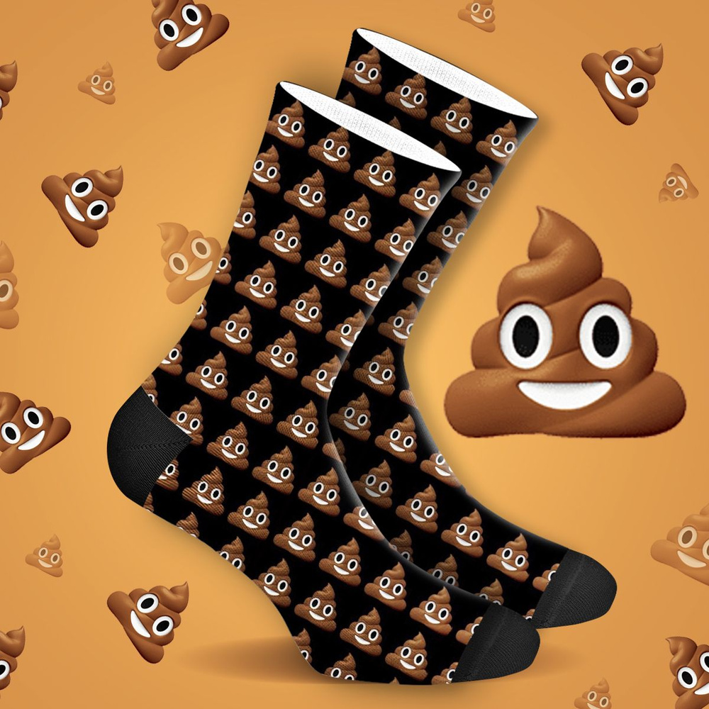 Носки mimisocks Носки с принтом "Какашка смайлик (emoji poop)", 1 пара  #1