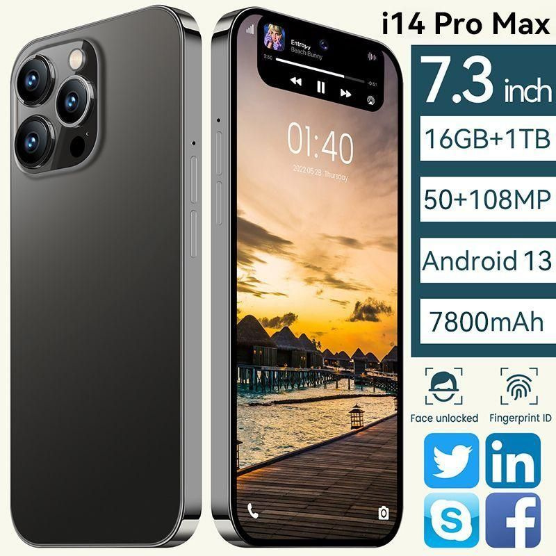 ZUNYI Смартфон Глобальная версия i14 pro max 5G NFC Поддержка русского языка CN 16/1 ТБ, черный  #1