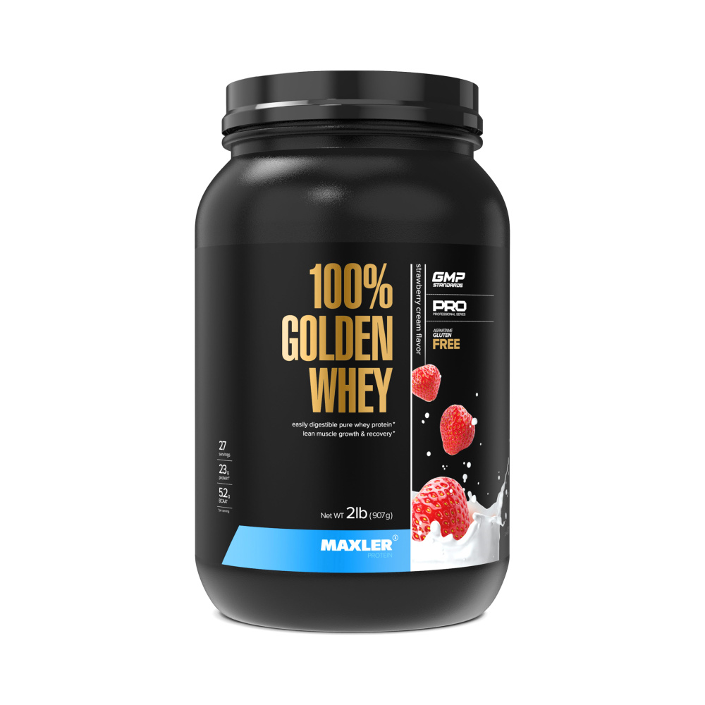 Протеин сывороточный Maxler 100% GOLDEN WHEY 907г Клубничный крем #1