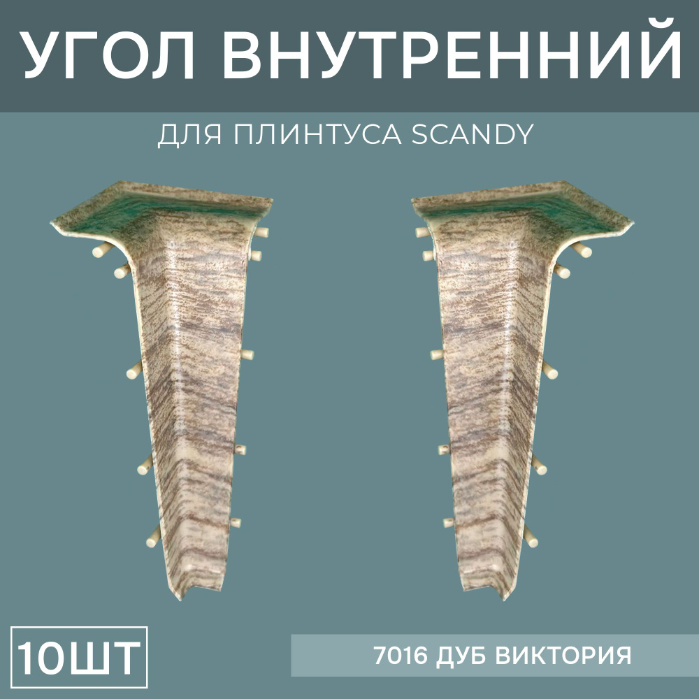 Внутренний угол 72мм для напольного плинтуса Scandy 5 блистеров по 2 шт, цвет: Дуб Виктория  #1