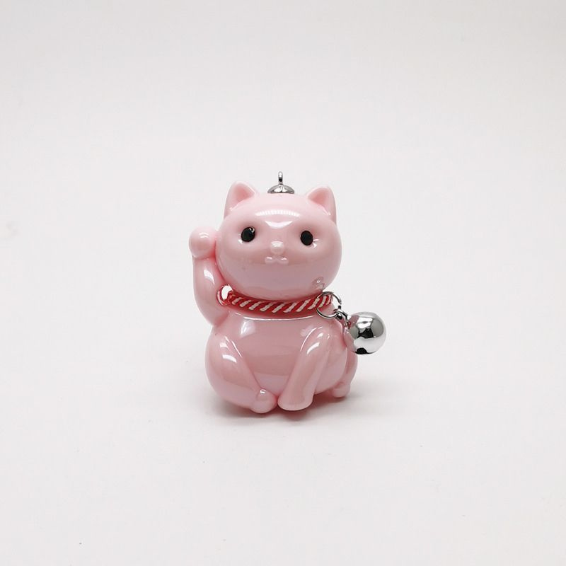 Брелок Манэки-неко розовый / Брелок с котиком стеклянный / Брелок игрушка котик / Брелок на удачу  #1