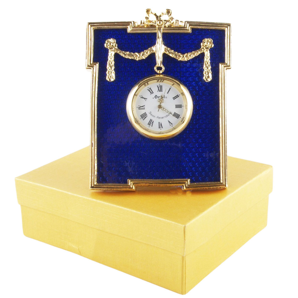 Настольные часы "Русские сезоны" в стиле Фаберже. Эмаль "гильоше ...
