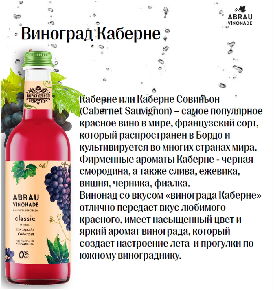 ABRAU VINONADE Виноград Каберне 375 мл х 4 шт - купить с доставкой по ...