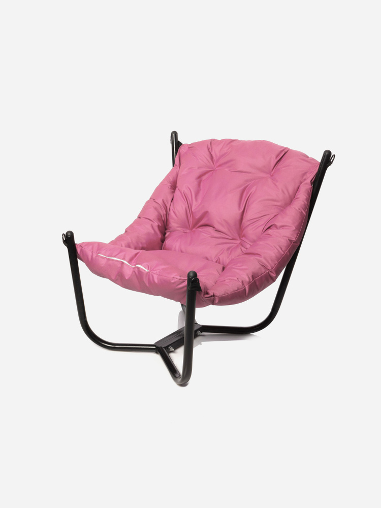 Мягкое кресло для дачи и дома Гамак чёрное розовая подушка  #1