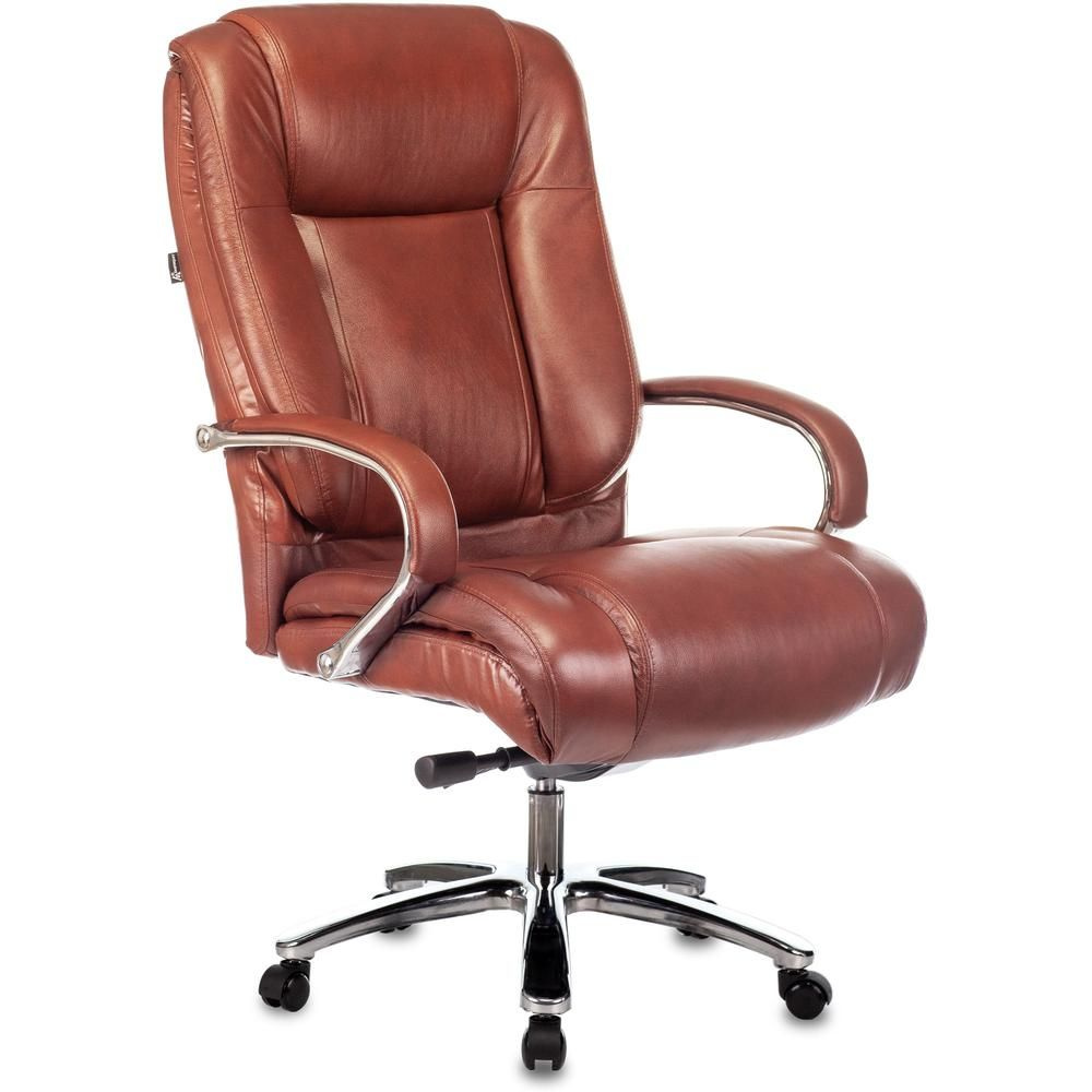Кресло руководителя Бюрократ T-9925SL светло-коричневый Leather Eichel кожа крестовина металл хром  #1