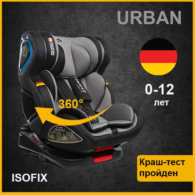 Автокресло Peppy Urban Isofix Iron (0-36) с рождения до 12 лет #1