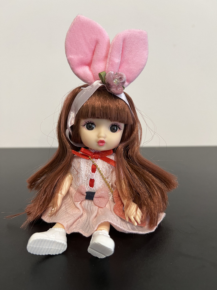 Кукла Брелок. Мини куколка Розовый зайка #1